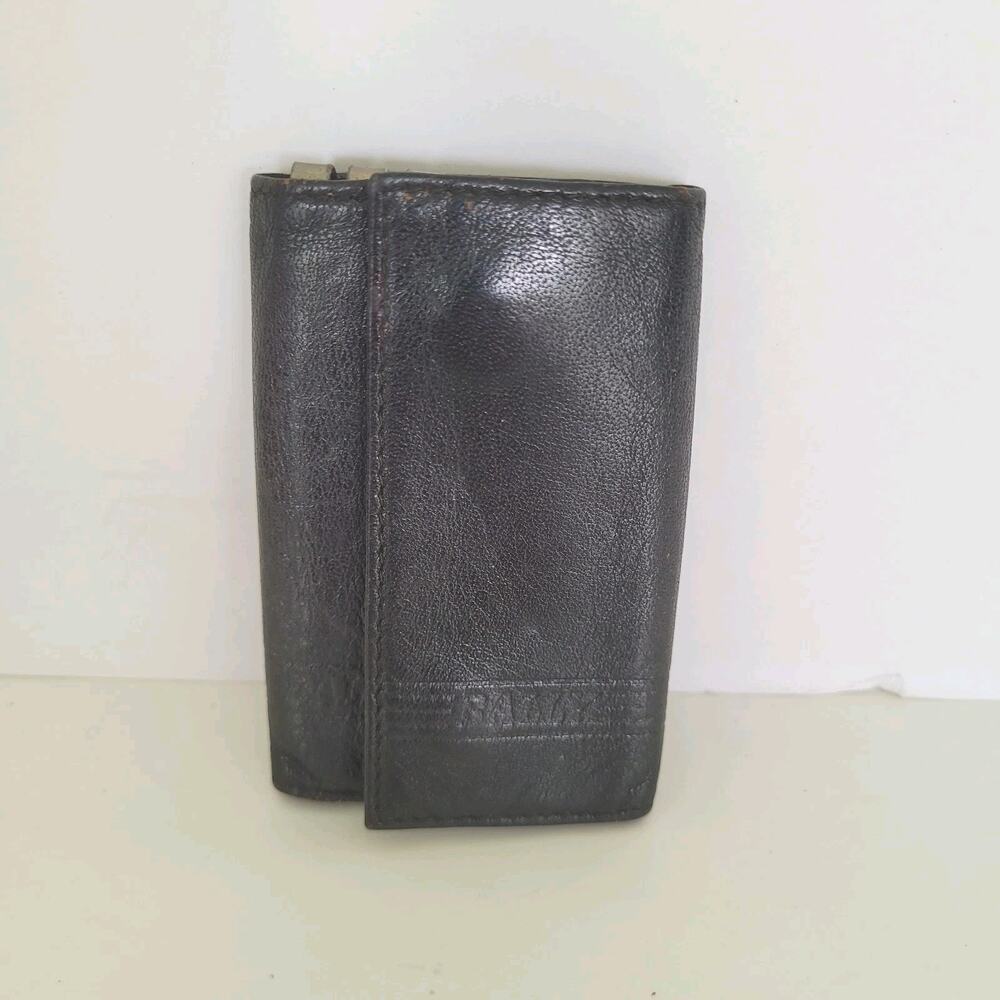 BALLY Switzerland Hooks Key Case Wallet Holder Black Leather 4x2 Vintage